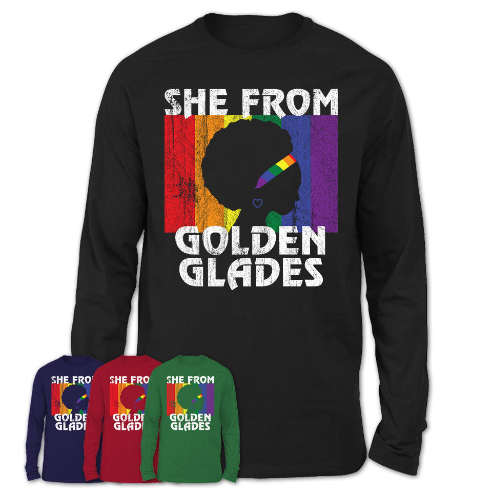 Black Girl She From Golden Glades Florida Shirt LGBT Pride Gift