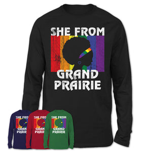 Black Girl She From Grand Prairie Texas Shirt LGBT Pride Gift