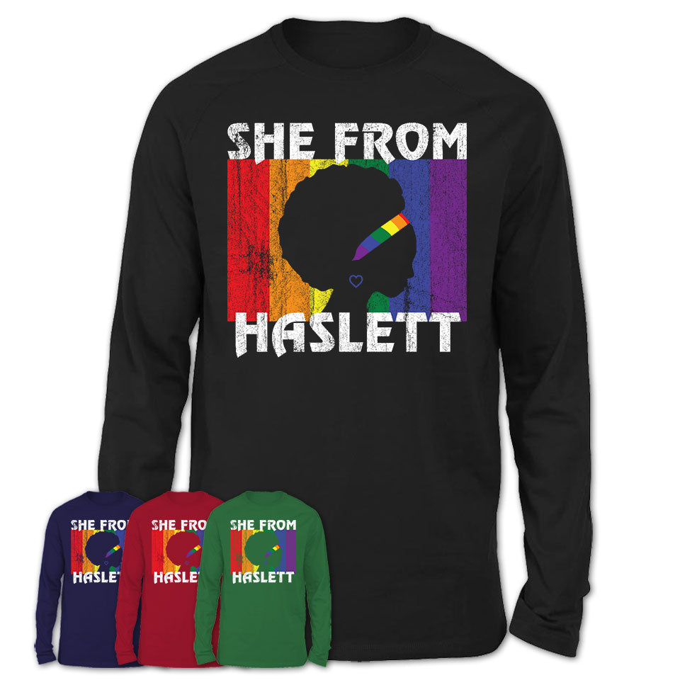 Black Girl She From Haslett Michigan Shirt LGBT Pride Gift