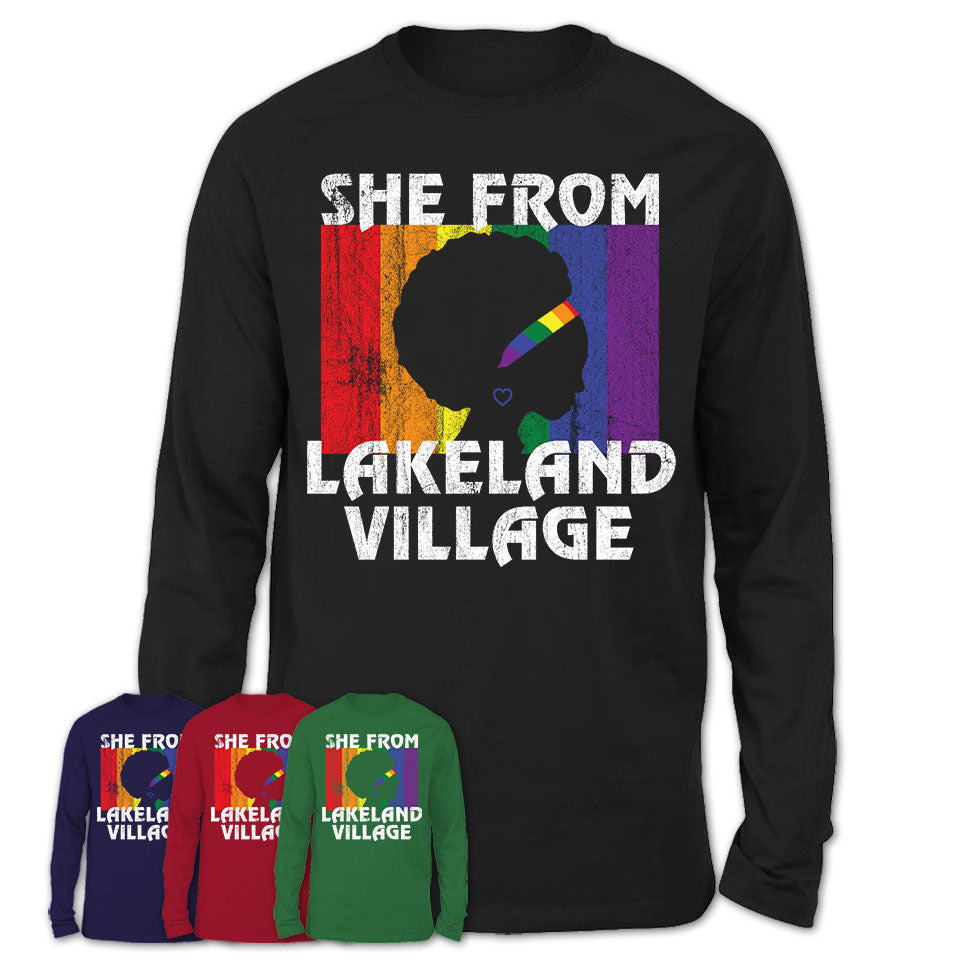Black Girl She From Lakeland Village California Shirt LGBT Pride Gift