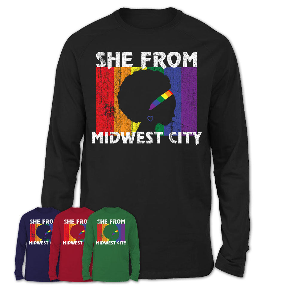 Black Girl She From Midwest City Oklahoma Shirt LGBT Pride Gift