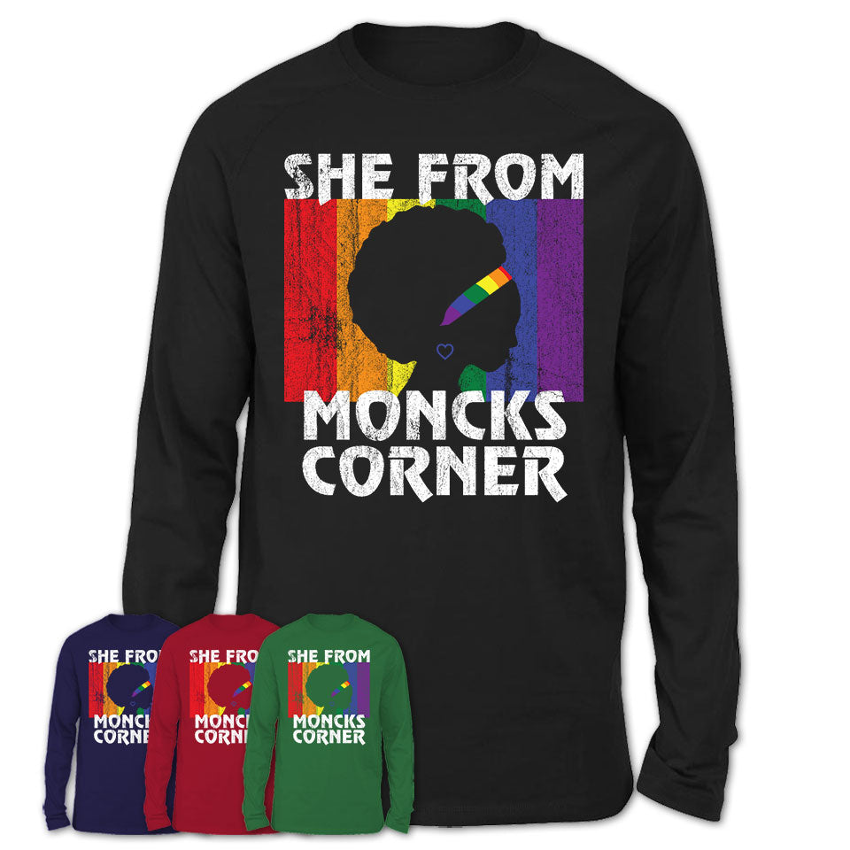 Black Girl She From Moncks Corner South Carolina Shirt LGBT Pride Gift