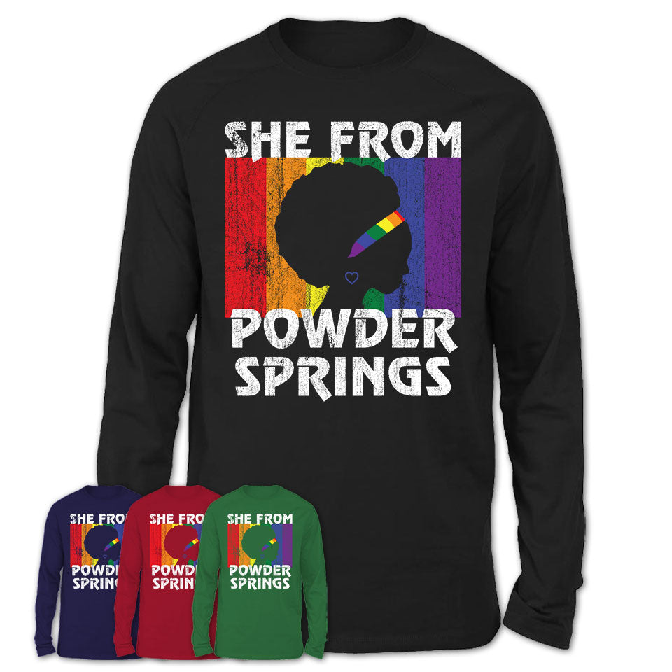 Black Girl She From Powder Springs Georgia Shirt LGBT Pride Gift