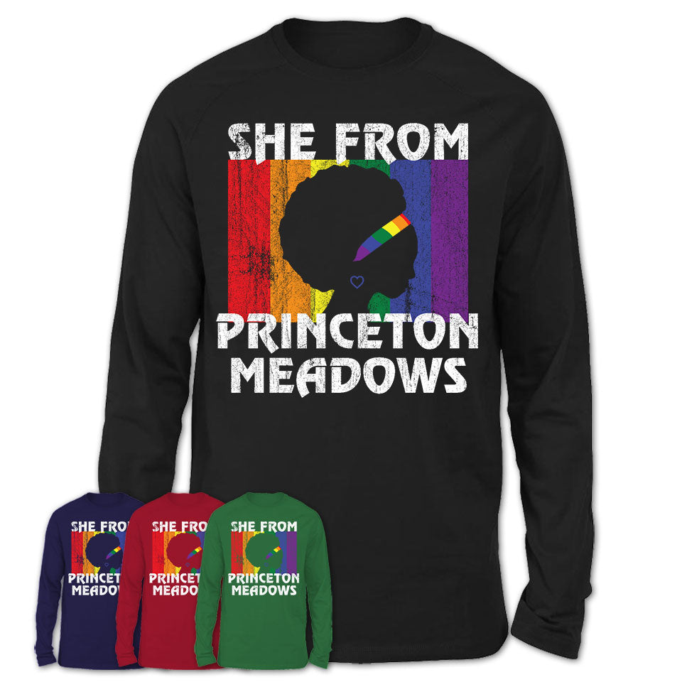 Black Girl She From Princeton Meadows New Jersey Shirt LGBT Pride Gift