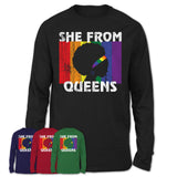 Black Girl She From Queens New York Shirt LGBT Pride Gift