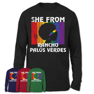 Black Girl She From Rancho Palos Verdes California Shirt LGBT Pride Gift