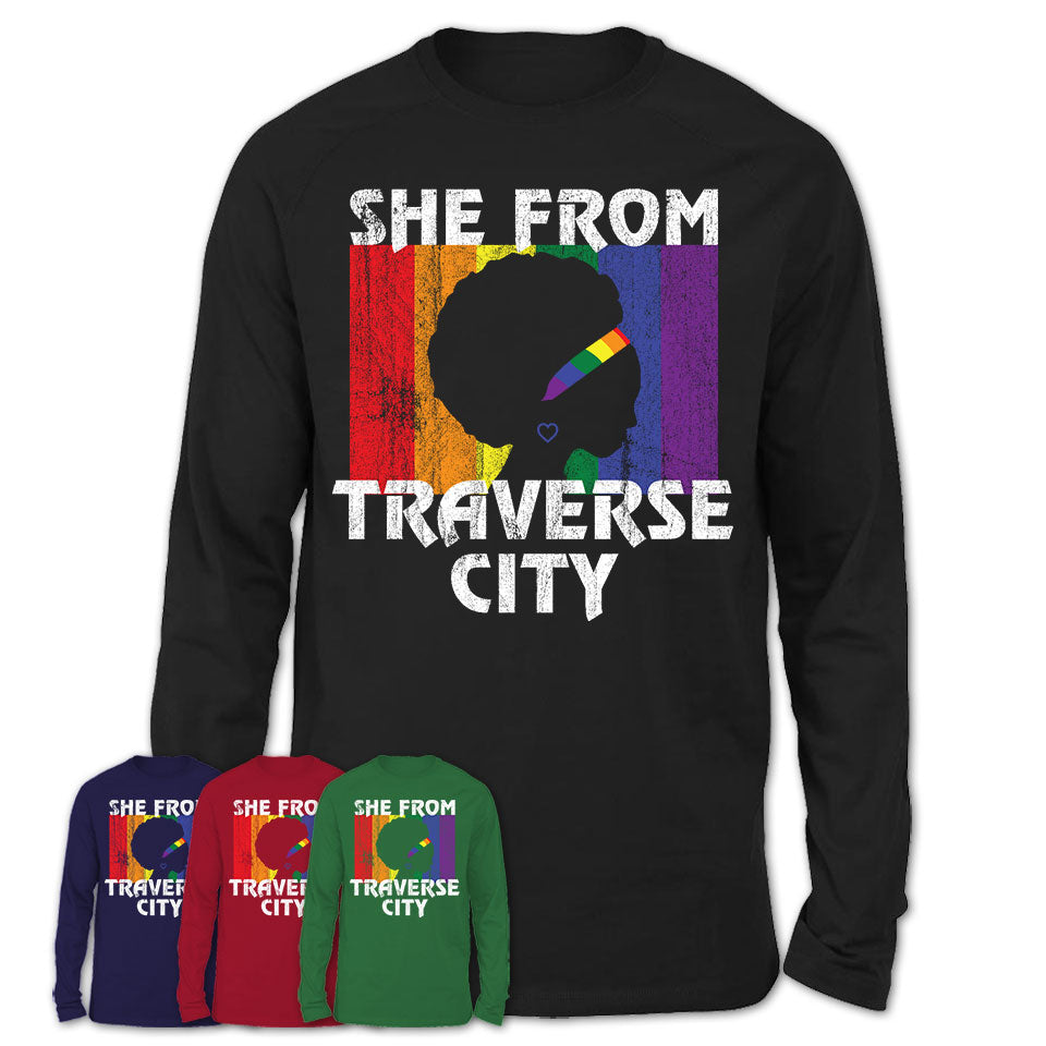 Black Girl She From Traverse City Michigan Shirt LGBT Pride Gift