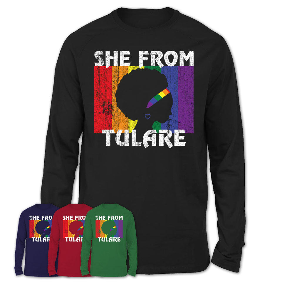 Black Girl She From Tulare California Shirt LGBT Pride Gift