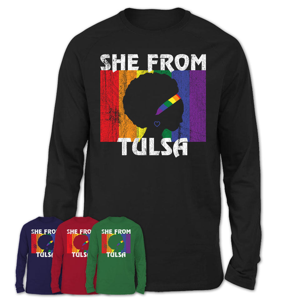 Black Girl She From Tulsa Oklahoma Shirt LGBT Pride Gift