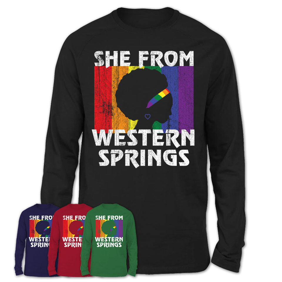 Black Girl She From Western Springs Illinois Shirt LGBT Pride Gift