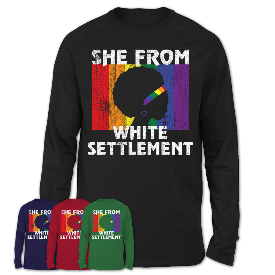 Black Girl She From White Settlement Texas Shirt LGBT Pride Gift