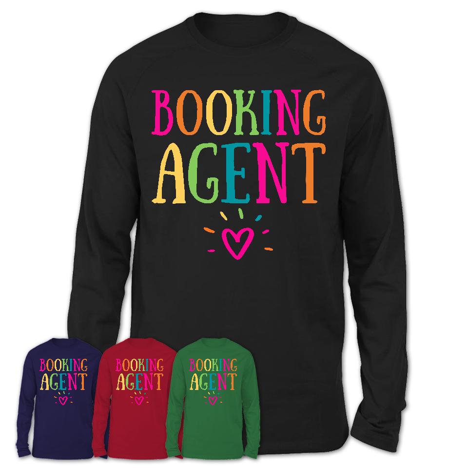 Booking Agent Rainbow Lettering Heart Shirt, Employee Appreciation Gifts