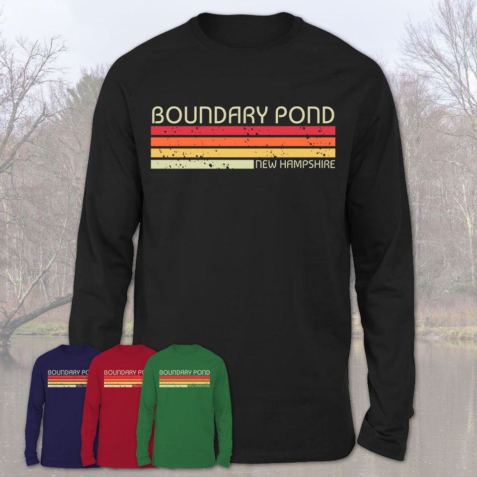 Boundary Pond New Hampshire Funny Fishing Camping Summer Retro Gift T-Shirt