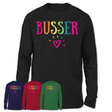 Busser Rainbow Lettering Heart Shirt, Employee Appreciation Gifts