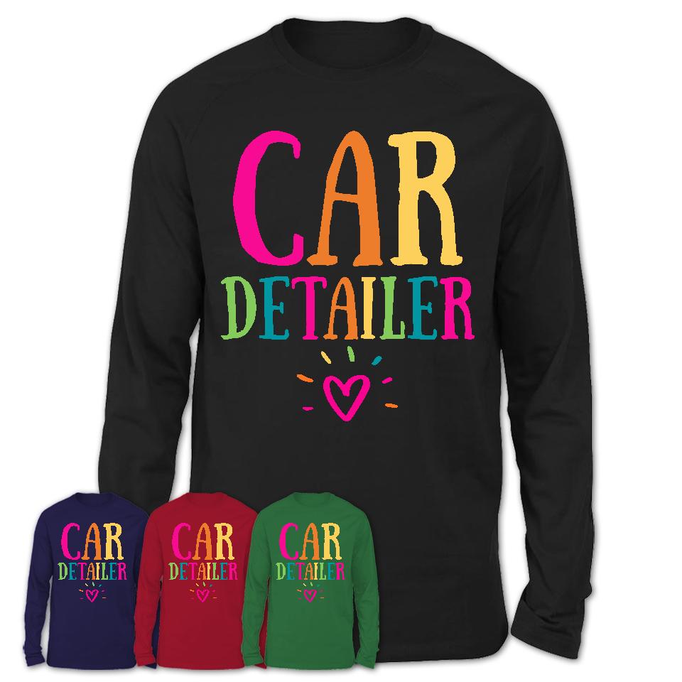 Car Detailer Rainbow Lettering Heart Shirt, Employee Appreciation Gifts