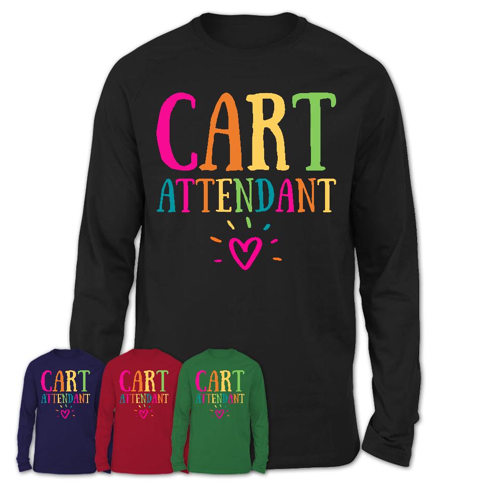 Cart Attendant Rainbow Lettering Heart Shirt, Employee Appreciation Gifts