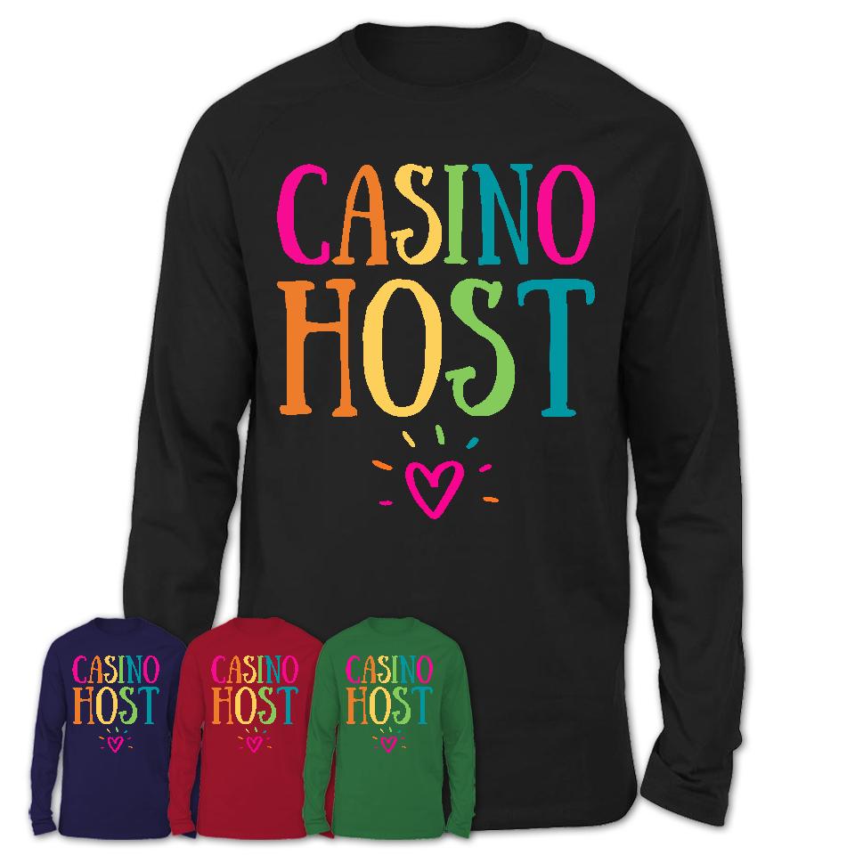 Casino Host Rainbow Lettering Heart Shirt, Employee Appreciation Gifts