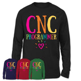 Cnc Programmer Rainbow Lettering Heart Shirt, Employee Appreciation Gifts