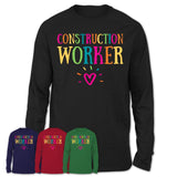 Construction Worker Rainbow Lettering Heart Shirt, Employee Appreciation Gifts