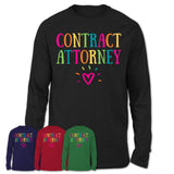 Contract Attorney Rainbow Lettering Heart Shirt, Employee Appreciation Gifts