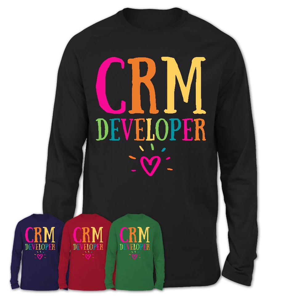 Crm Developer Rainbow Lettering Heart Shirt, Employee Appreciation Gifts