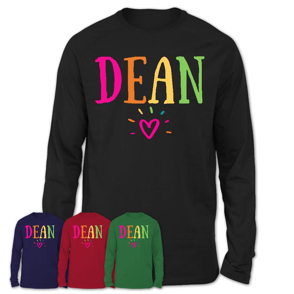 Dean Rainbow Lettering Heart Shirt, Employee Appreciation Gifts