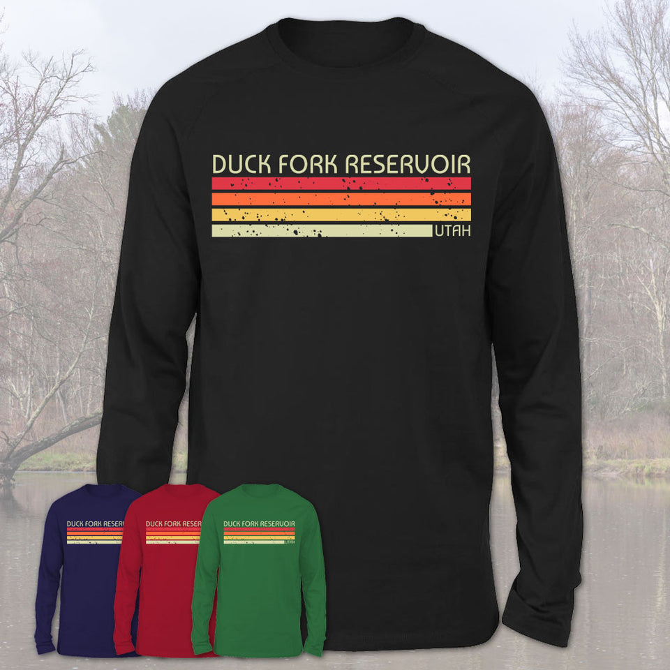 Duck Fork Reservoir Utah Funny Fishing Camping Summer Retro Gift T-Shirt