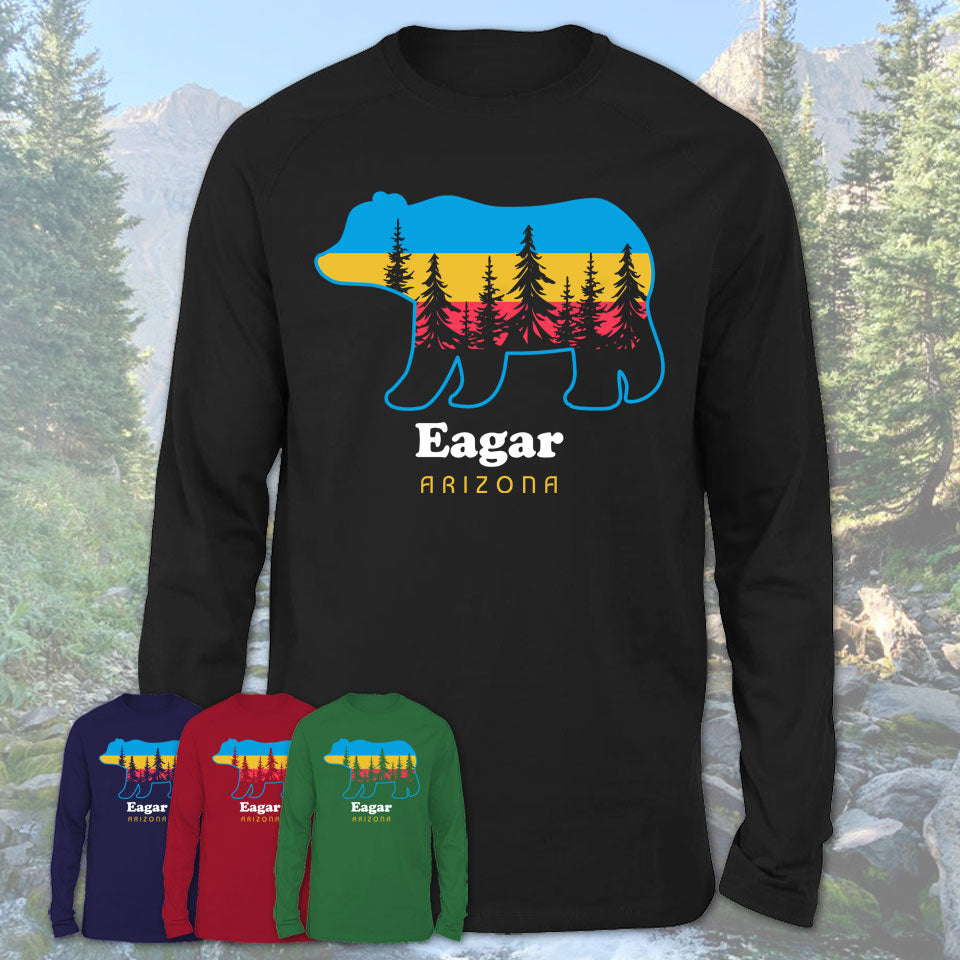 Eagar Arizona Funny Mountain Hiking Camping Adventure Bear Pattern Vintage Gift Shirt