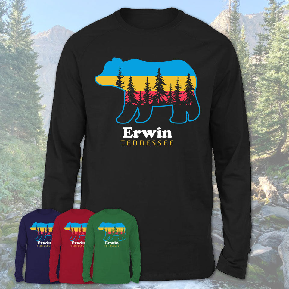 Erwin Tennessee Funny Mountain Hiking Camping Adventure Bear Pattern Vintage Gift Shirt