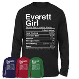 Everett Girl Washington Nutrition Facts Proud Vintage Sport Born Living City Home Roots USA Gift Women T-Shirt