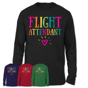 Flight Attendant Rainbow Lettering Heart Shirt, Employee Appreciation Gifts