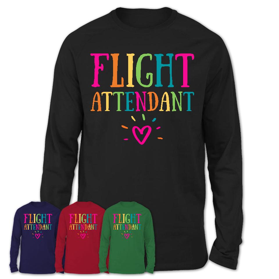 Flight Attendant Rainbow Lettering Heart Shirt, Employee Appreciation Gifts
