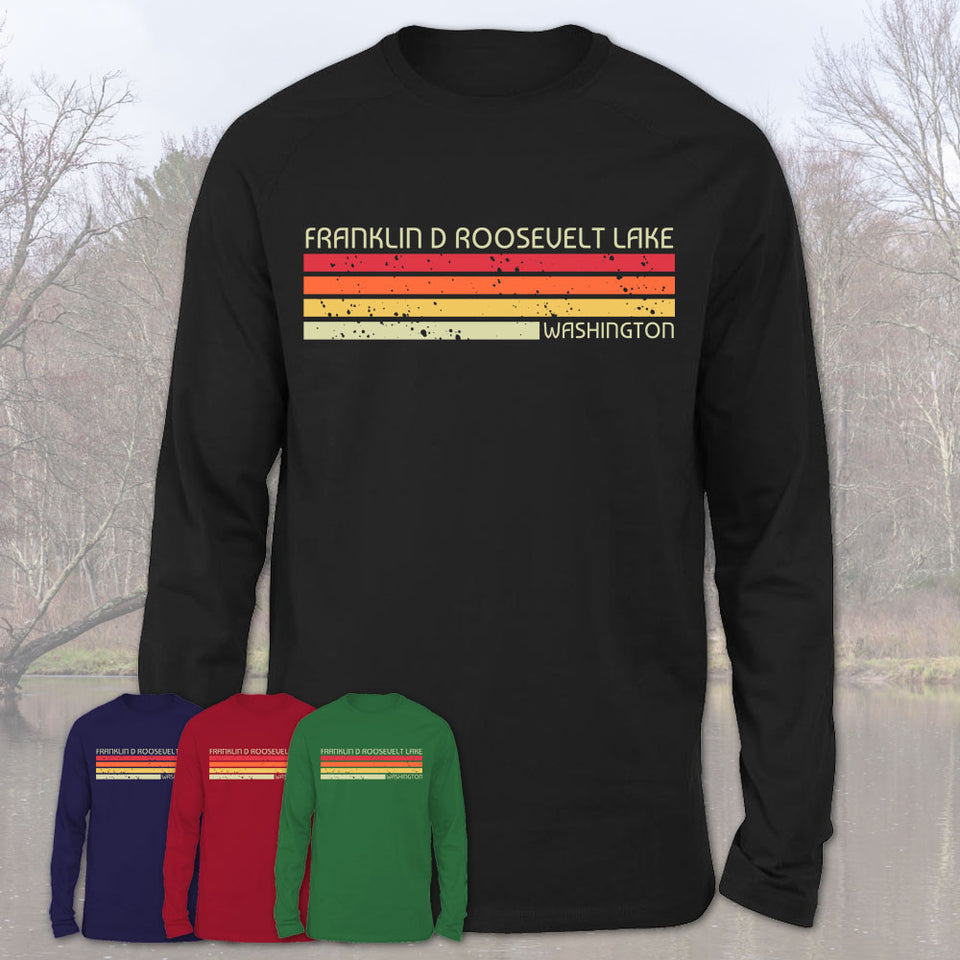 Franklin D Roosevelt Lake Washington Funny Fishing Camping Summer Retro Gift T-Shirt