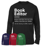 Funny Book Editor Definition Shirt, New Job Gift for Book Editor, Coworker Gift Idea