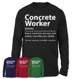 Funny Concrete Worker Definition Shirt, New Job Gift for Concrete Worker, Coworker Gift Idea