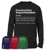 Funny Construction Superintendent Definition Shirt, New Job Gift for Construction Superintendent, Coworker Gift Idea