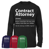 Funny Contract Attorney Definition Shirt, New Job Gift for Contract Attorney, Coworker Gift Idea