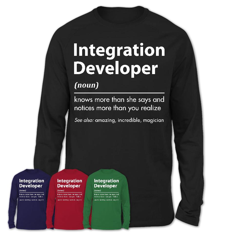 Funny Integration Developer Definition Shirt, New Job Gift for Integration Developer, Coworker Gift Idea