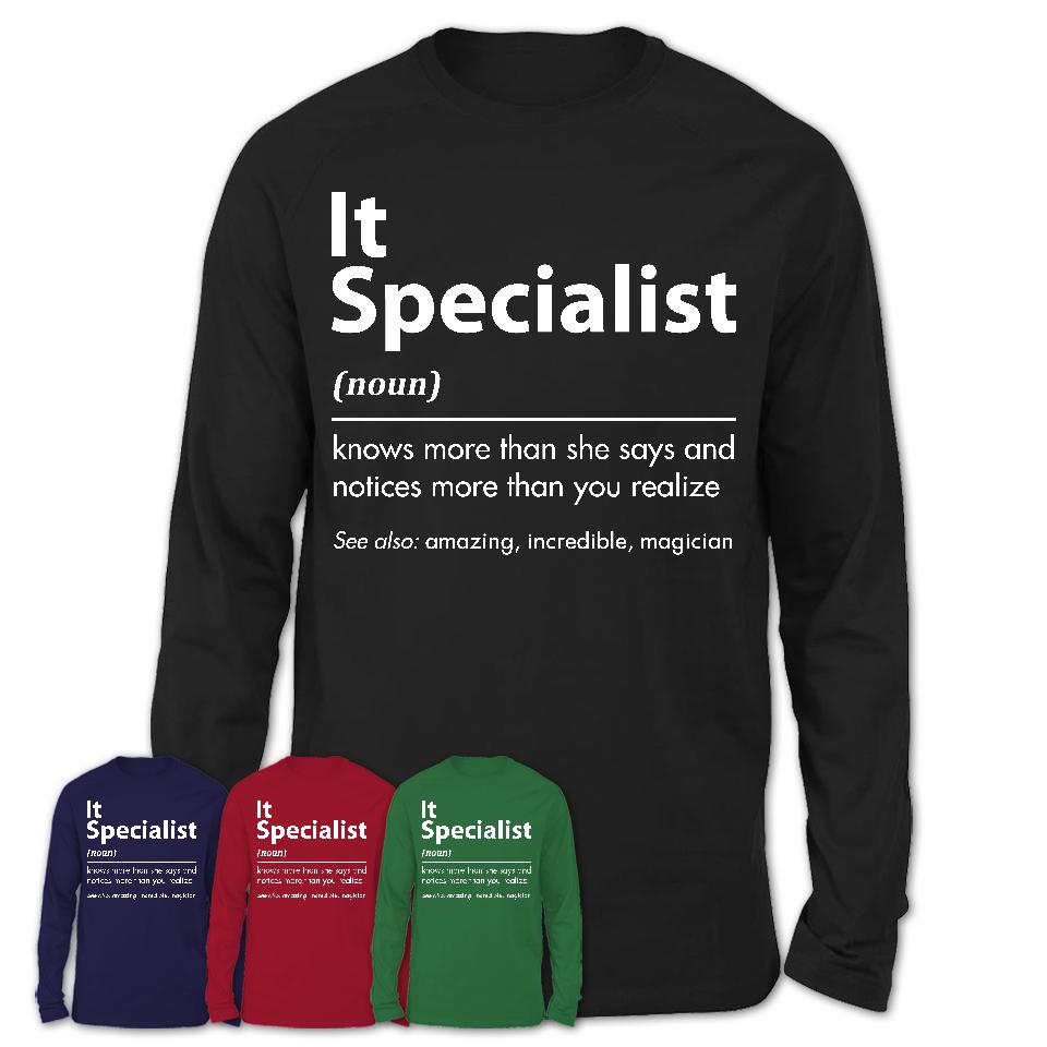 Funny It Specialist Definition Shirt, New Job Gift for It Specialist, Coworker Gift Idea