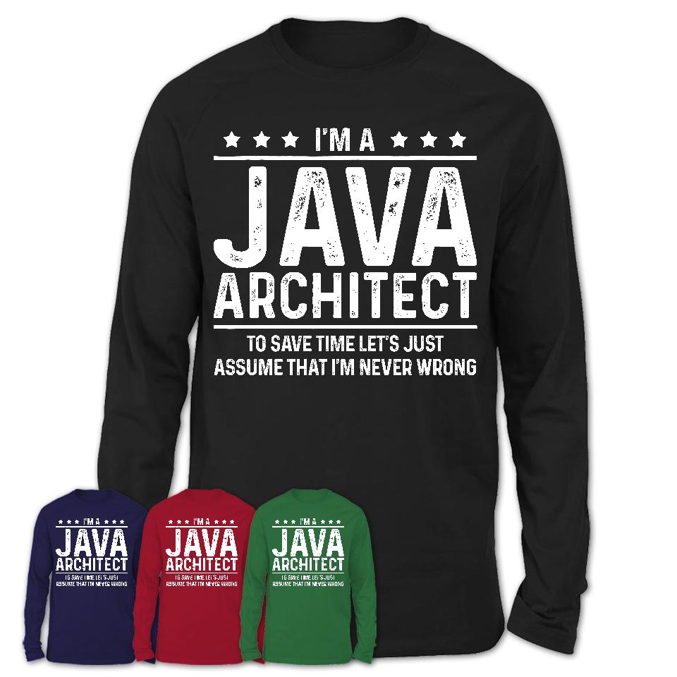Funny Java Architect Never Wrong T-Shirt, New Job Gift for Coworker
