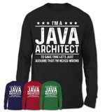 Funny Java Architect Never Wrong T-Shirt, New Job Gift for Coworker