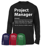 Funny Project Manager Definition Shirt, New Job Gift for Project Manager, Coworker Gift Idea