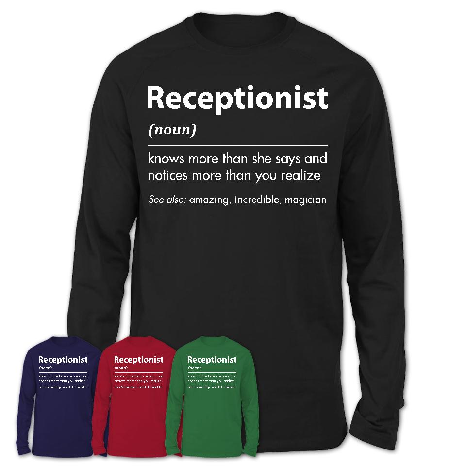 Funny Receptionist Definition Shirt, New Job Gift for Receptionist, Coworker Gift Idea