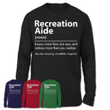 Funny Recreation Aide Definition Shirt, New Job Gift for Recreation Aide, Coworker Gift Idea