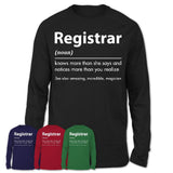 Funny Registrar Definition Shirt, New Job Gift for Registrar, Coworker Gift Idea