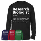 Funny Research Biologist Definition Shirt, New Job Gift for Research Biologist, Coworker Gift Idea