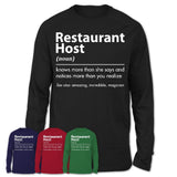 Funny Restaurant Host Definition Shirt, New Job Gift for Restaurant Host, Coworker Gift Idea