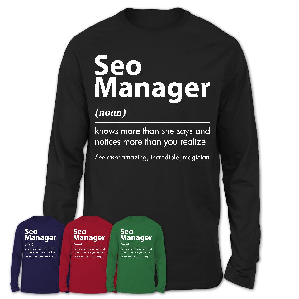 Funny Seo Manager Definition Shirt, New Job Gift for Seo Manager, Coworker Gift Idea