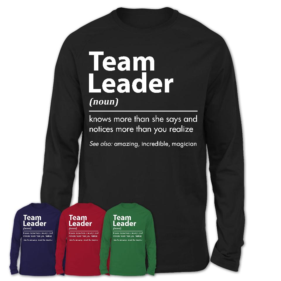 Funny Team Leader Definition Shirt, New Job Gift for Team Leader, Coworker Gift Idea