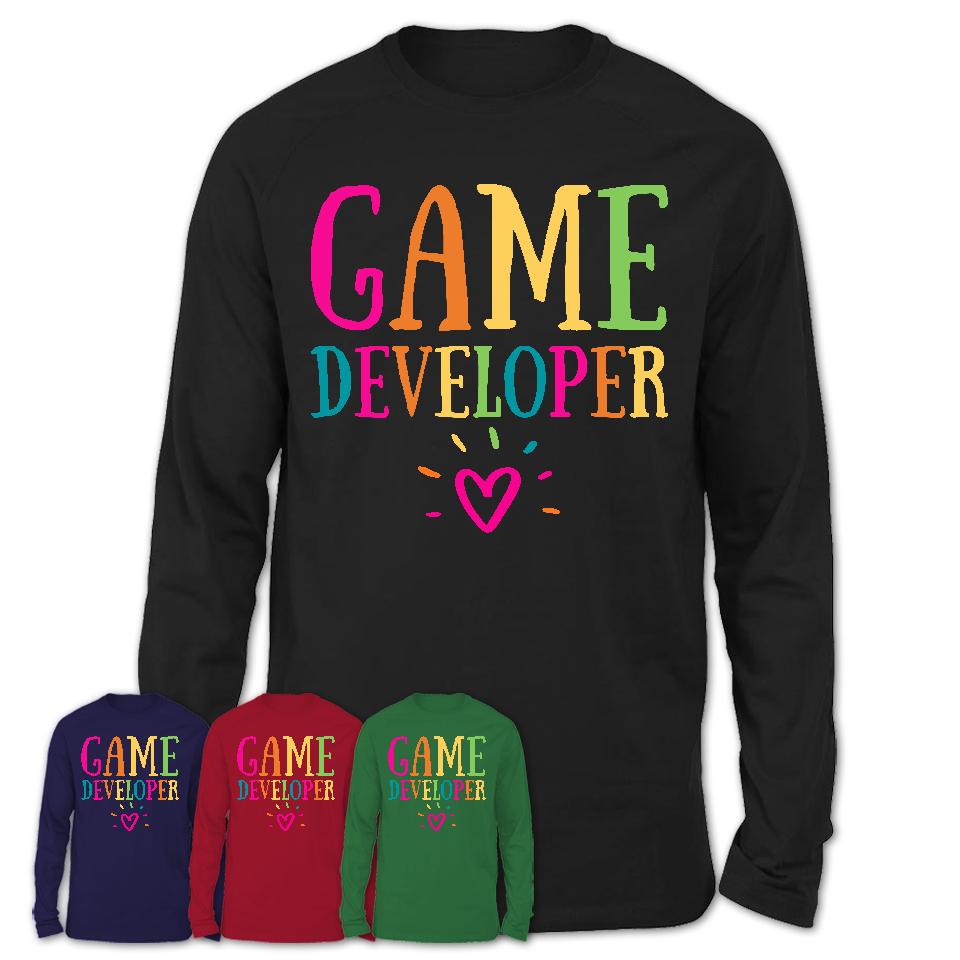 Game Developer Rainbow Lettering Heart Shirt, Employee Appreciation Gifts